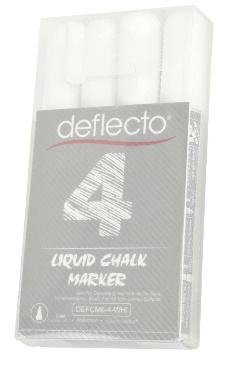 Deflecto nicht-permanenter Kreidemarker Weiß breite Keilspitze 6 mm 4 Stück