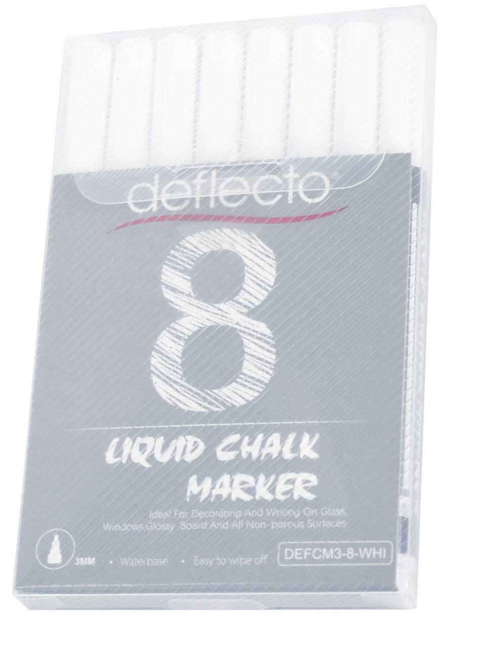 Deflecto nicht-permanenter Kreidemarker Weiß feine Keilspitze 3 mm 8 Stück