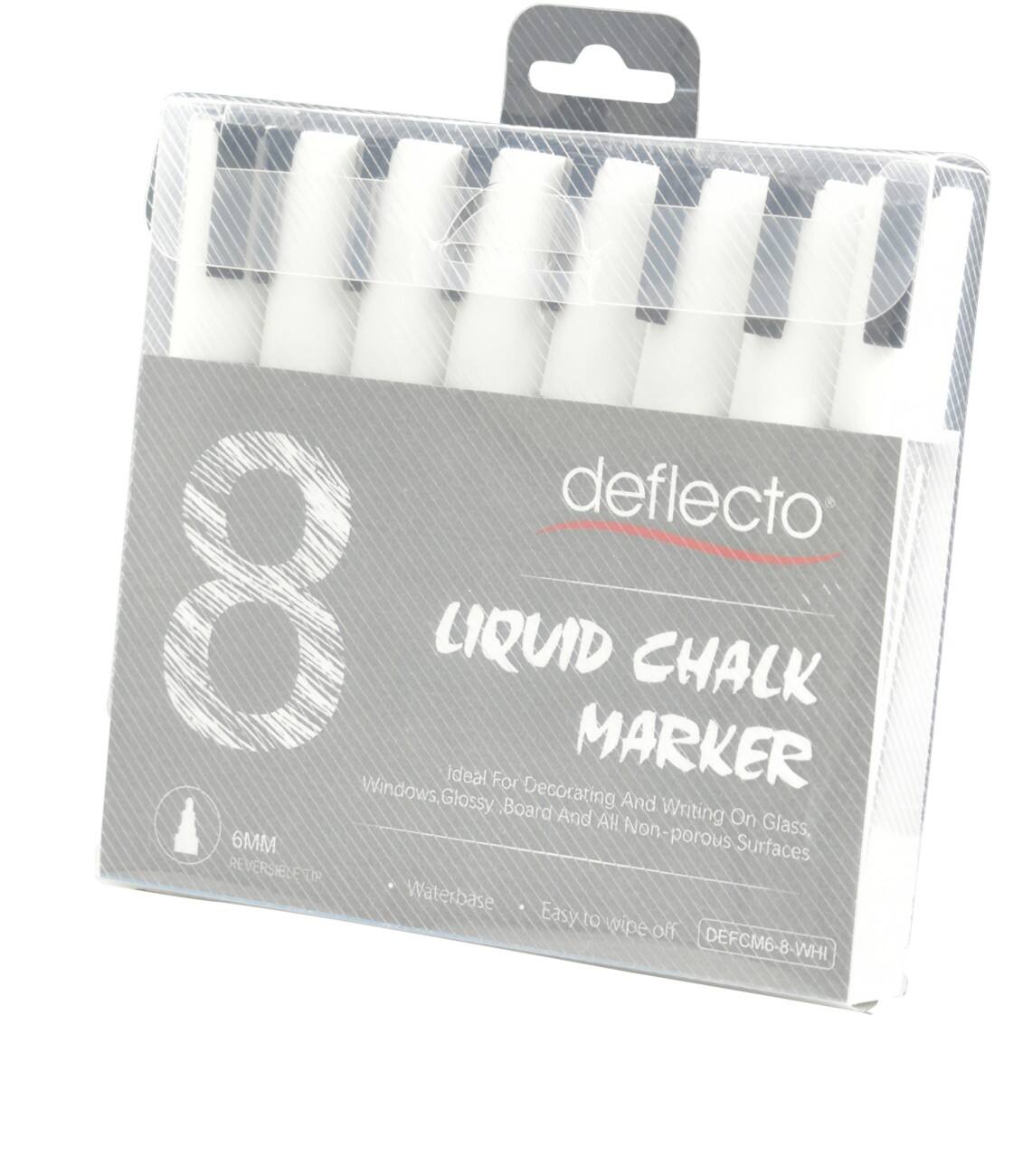 Deflecto nicht-permanenter Kreidemarker Weiß breite Keilspitze 6 mm 8 Stück