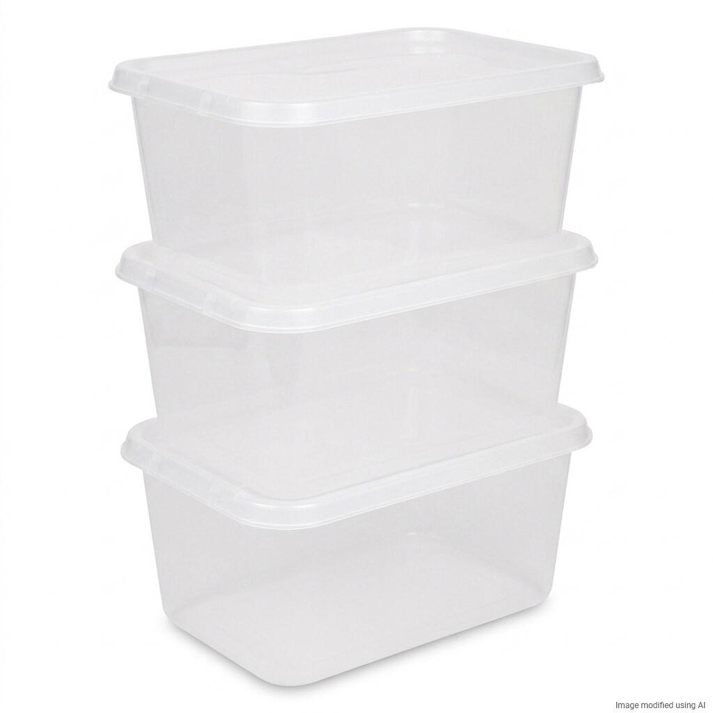 Viking Basic PP (Polypropylen) Aufbewahrungsbox 44 L Mit Deckel Transparent 30 x 59 x 38,5 cm 3 Stück