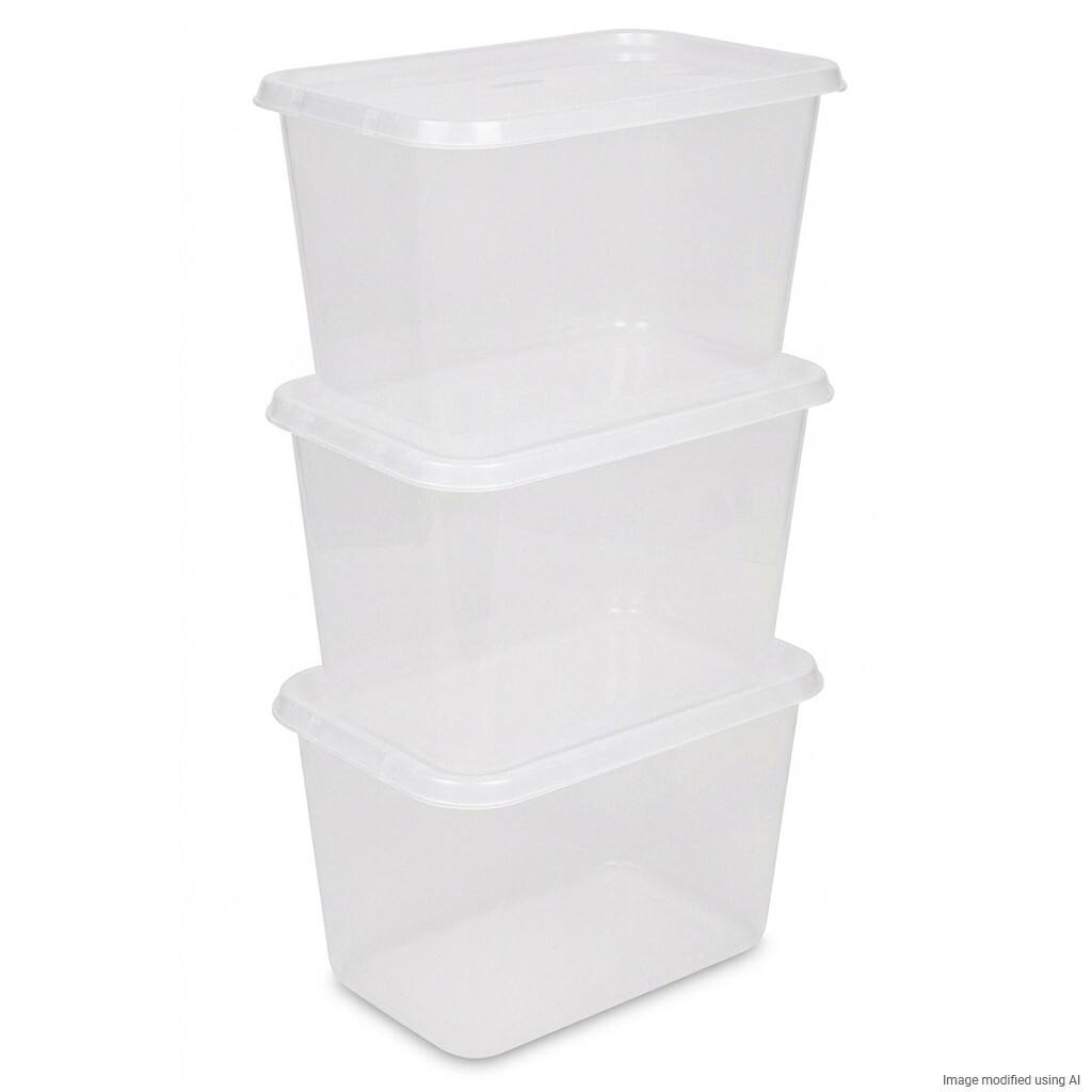 Viking Basic PP (Polypropylen) Aufbewahrungsbox 58 L Mit Deckel Transparent 40 x 59 x 38,5 cm 3 Stück