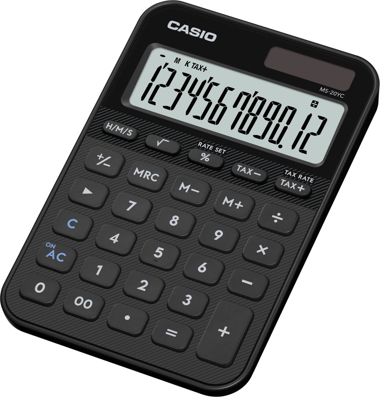 Casio Colorful Tischrechner mit 12-stelligem Display Schwarz MS-20YC-BK