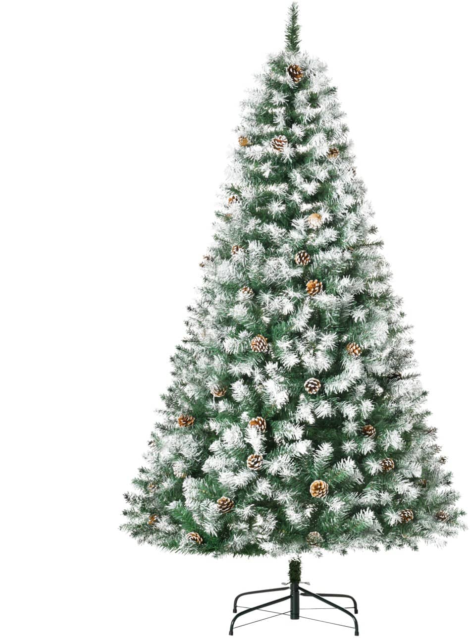 HOMCOM Kunstweihnachtsbaum Sschneebedeckt Grün-Weiß 180 cm