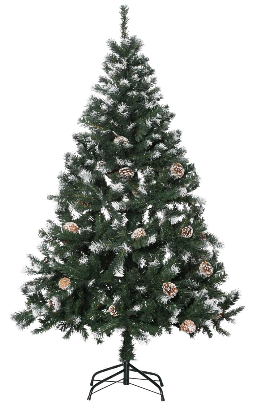 HOMCOM Kunstweihnachtsbaum Sschneebedeckt Grün-Weiß 150 cm