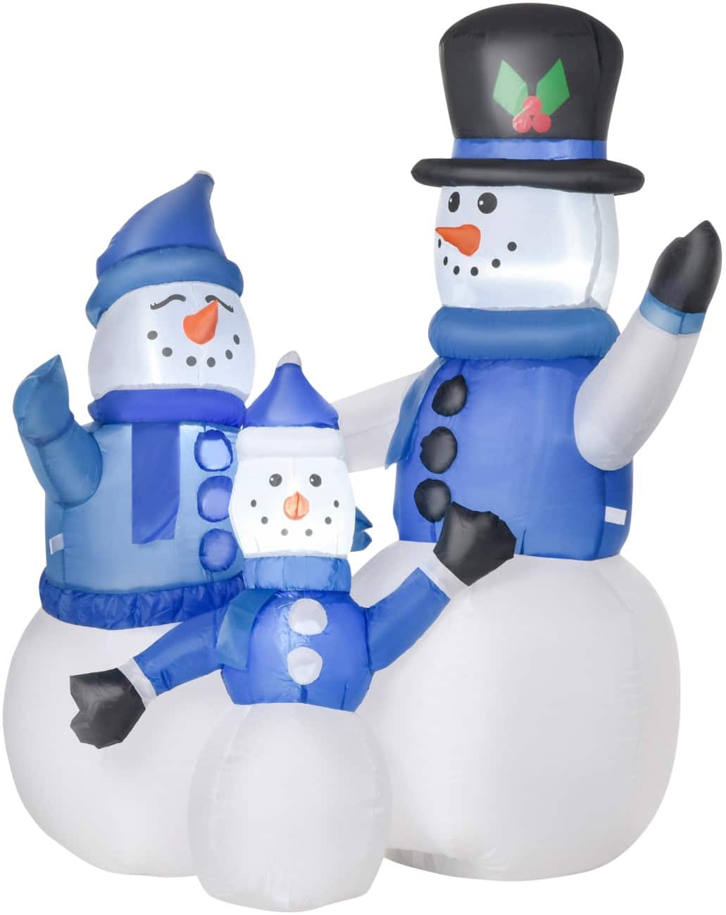 HOMCOM Aufblasbare Weihnachts-Schneemannfamilie mit Gebläse und LED-Lampen 100 x 55 x 120 cm