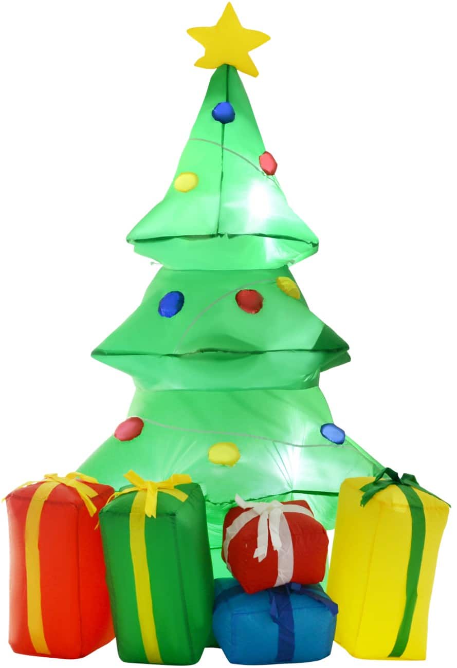 HOMCOM Aufblasbarer Weihnachtsbaum mit Geschenken und LED-Lampen 65 x 75 x 150 cm