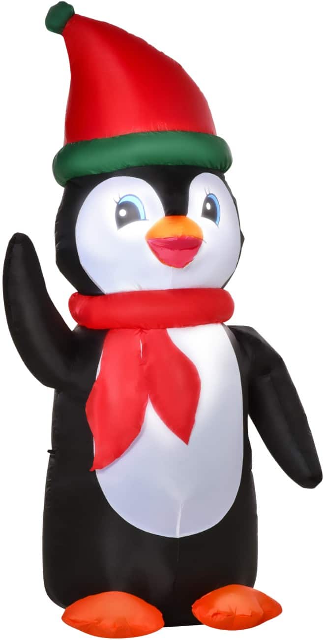 HOMCOM Aufblasbarer Weihnachtspinguin mit Gebläse und LED-Lampen 79 x 67 x 155 cm