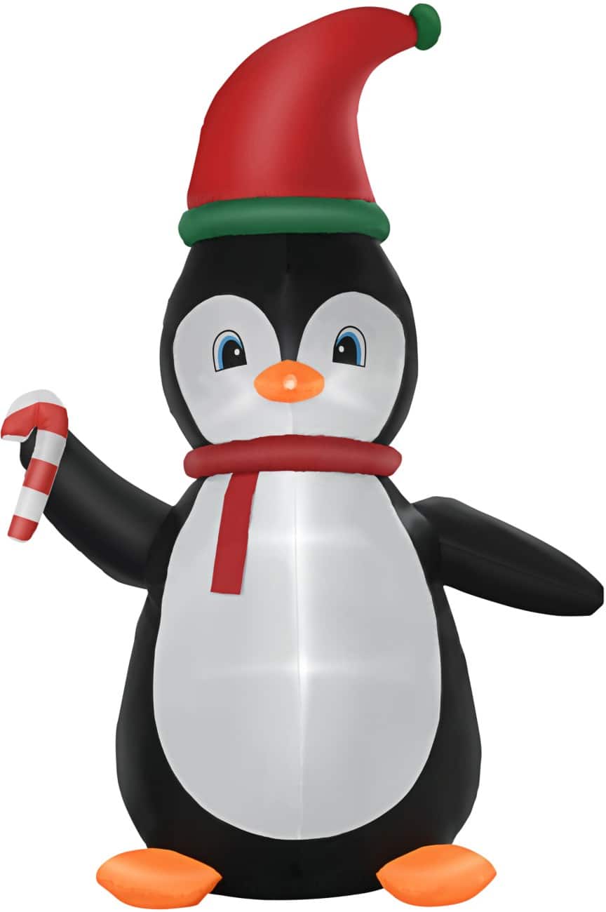 HOMCOM Aufblasbarer Weihnachtspinguin mit Zuckerstangen Gebläse und LED-Lampen 162 x 100 x 250 cm