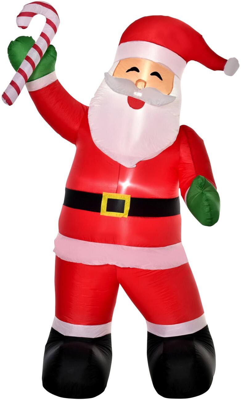HOMCOM Aufblasbarer Weihnachtsmann mit Zuckerstangen-Gebläse und LED-Lampen 140 x 85 x 250 cm