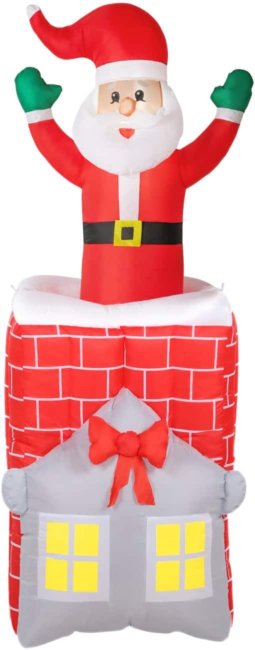 HOMCOM Aufblasbarer Weihnachtsmann mit Gebläse und LED-Lampen 80 x 90 x 210 cm