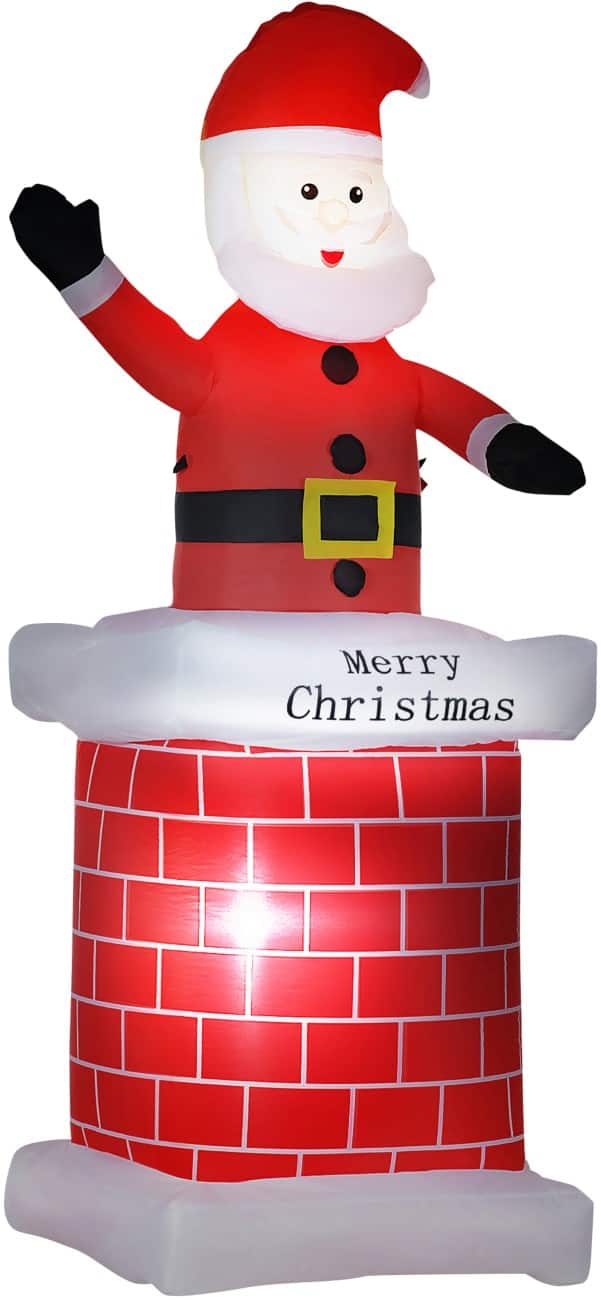 HOMCOM Aufblasbarer Weihnachtsmann mit Kamin Gebläse und LED-Lampen 80 x 70 x 210 cm