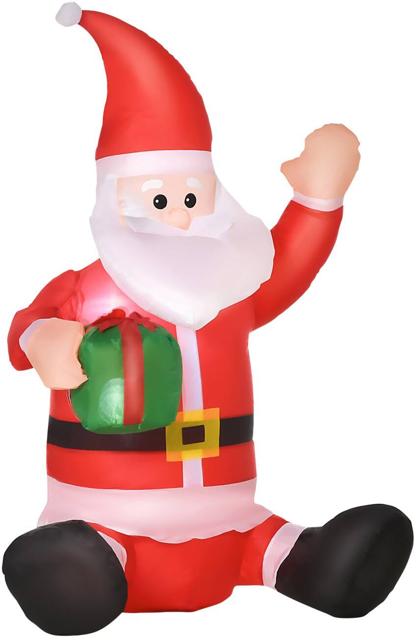 HOMCOM Aufblasbarer Weihnachtsschneemann mit Geschenk Gebläse und LED-Lampen 70 x 50 x 120 cm