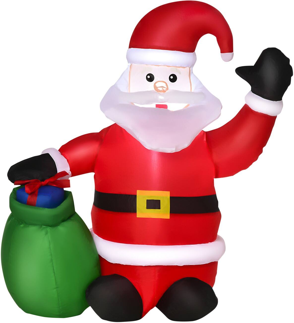 HOMCOM Aufblasbarer Weihnachtsmann mit Geschenksack Gebläse und LED-Lampen 70 x 45 x 120 cm