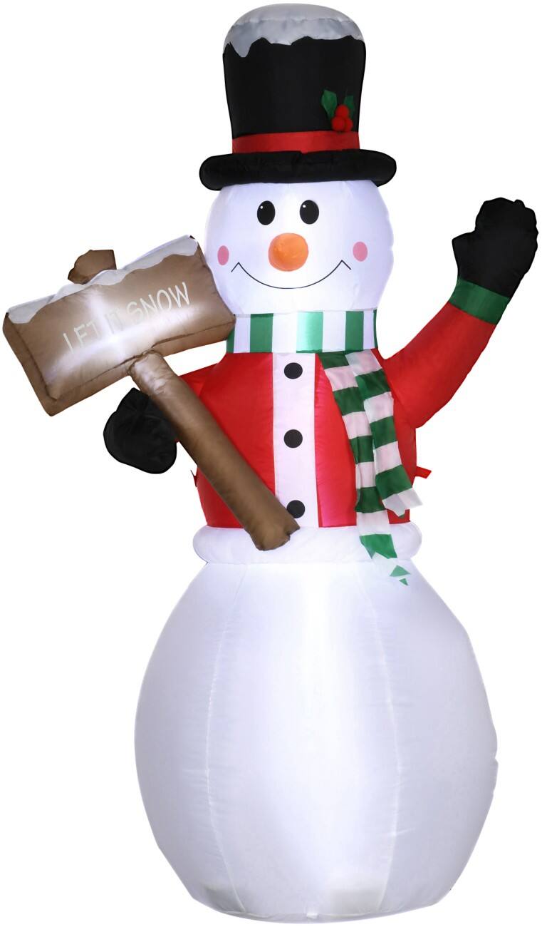 HOMCOM Aufblasbarer Weihnachtsschneemann mit Gebläse und LED-Lampen 103 x 70 x 180 cm