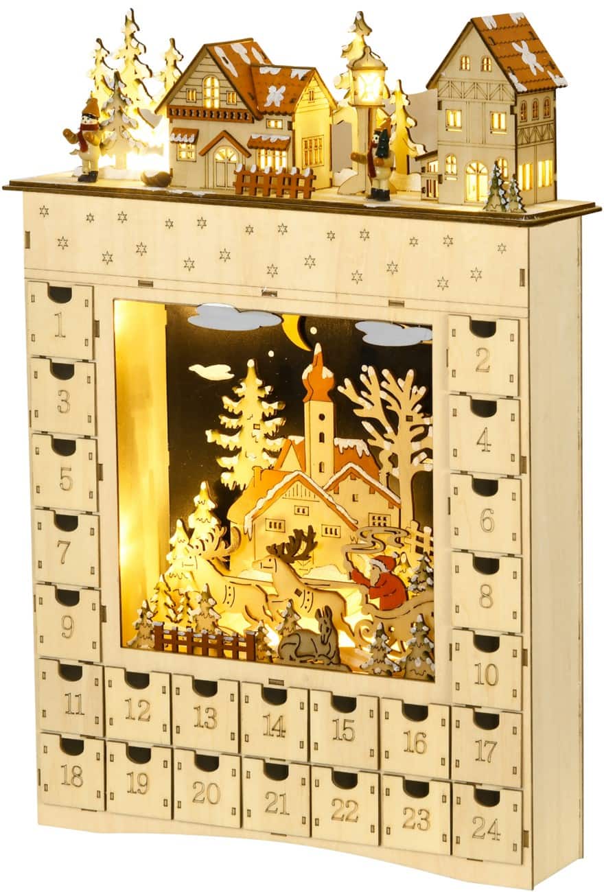 HOMCOM Adventskalender aus Holz 36 x 9 x 52 cm