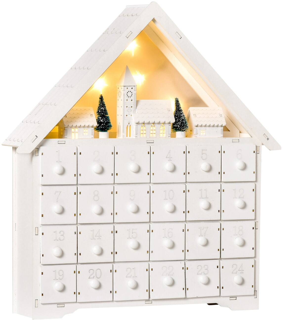 HOMCOM LED-Adventskalender Haus Weiß 39 x 9 x 42 cm