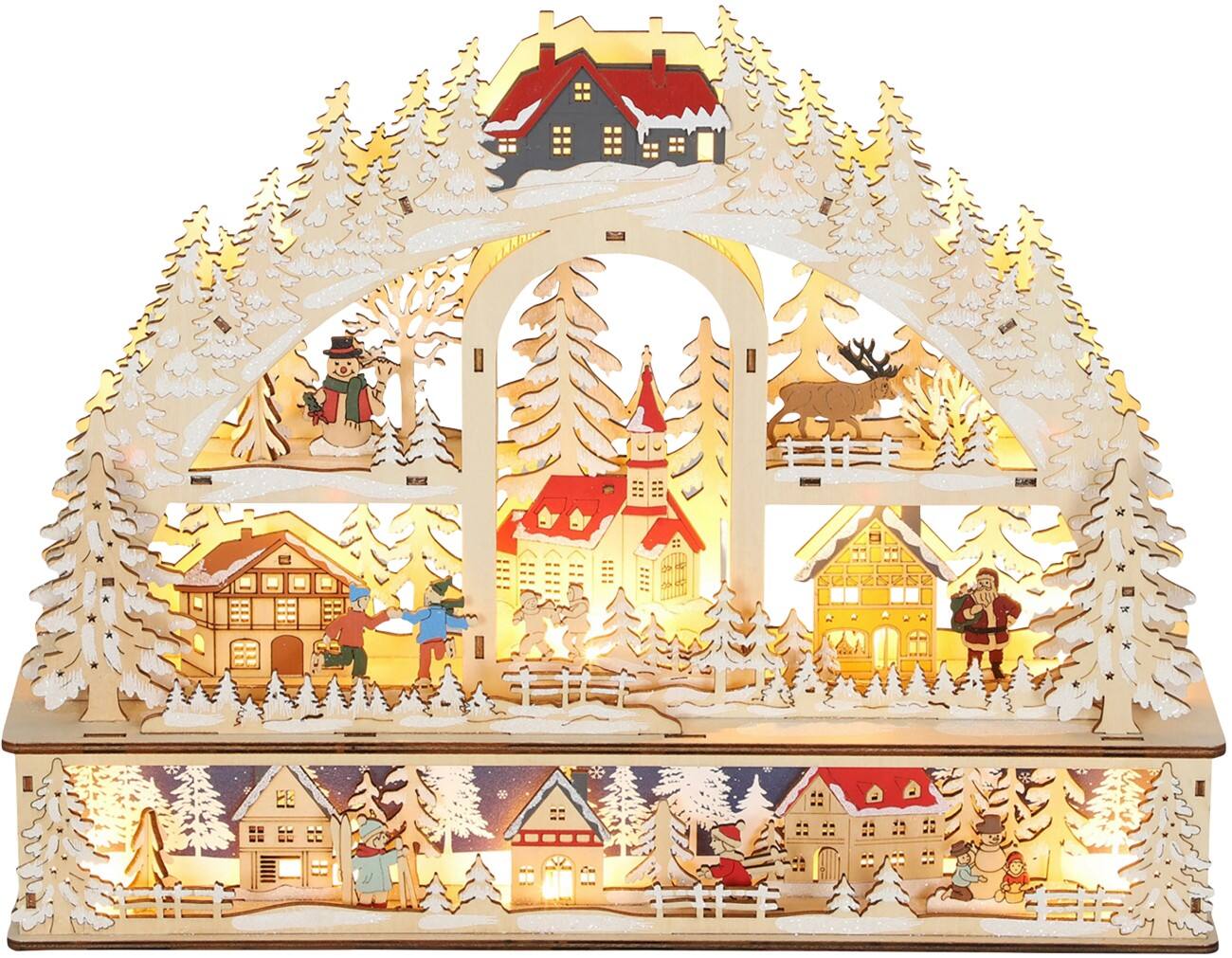 HOMCOM LED-Leuchtdekoration Weihnachtsdorf 45 x 10 x 35 cm