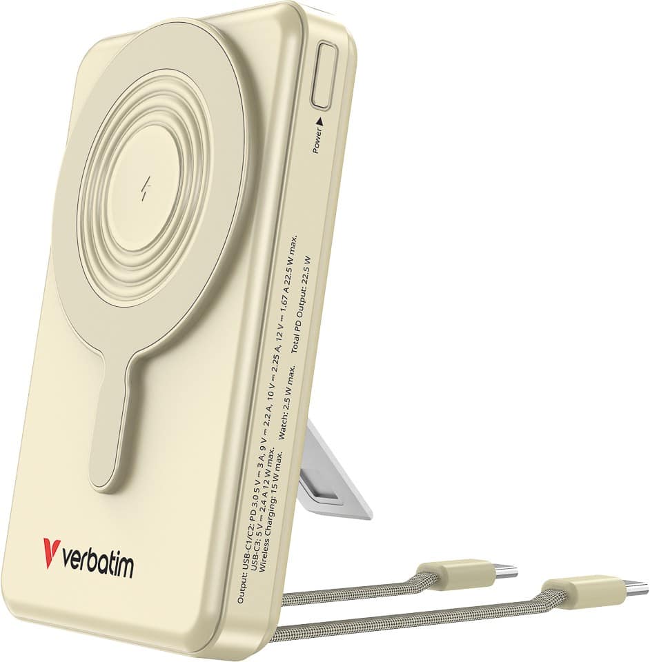 Verbatim Charge 'n Go 10.000 mAh magnetische kabellose Powerbank USB-C PD 3.0, QC 3.0 52 W Gold 32274