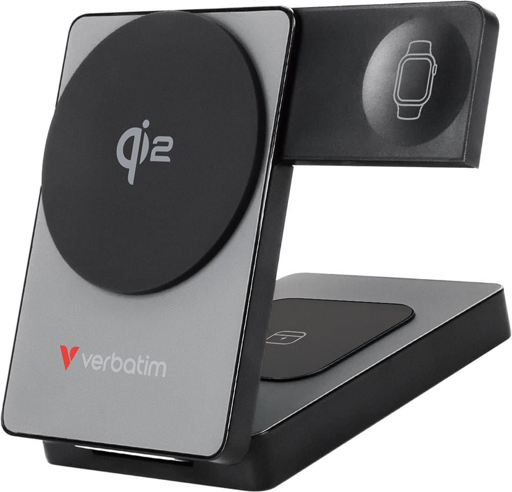 Verbatim Charge 'n Go Qi2 5000 mAh 3-in-1 magnetische kabellose Powerbank USB-C PD 3.0 20 W Grau 32294