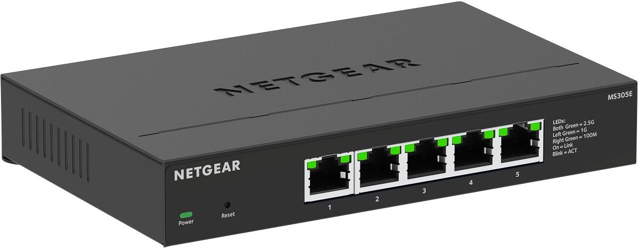 NETGEAR MS300-Serie: 5-Port-Multi-Gigabit-Managed-Switch, 2,5 G, 40 Gbit/s, Vollduplex, MS305E-100EUS