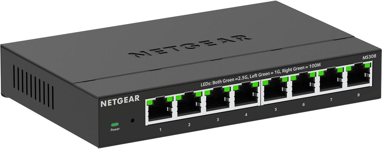 NETGEAR MS300-Serie – Unmanaged-Switch mit 8 Ports, Multi-Gigabit, 2,5 G, 40 Gbit/s, Vollduplex – MS308-100EUS