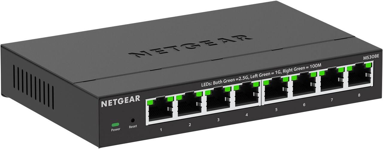 NETGEAR MS300-Serie: 8-Port-Multi-Gigabit-Managed-Switch 2,5 G, 40 Gbit/s Vollduplex MS308E-100EUS