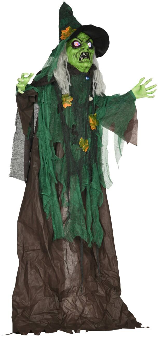 HOMCOM Hexe Halloween-Deko PL (Polyester), PE (Polyethylen), Stahl Mehrfarbig 60 L × 18 B × 183 H cm
