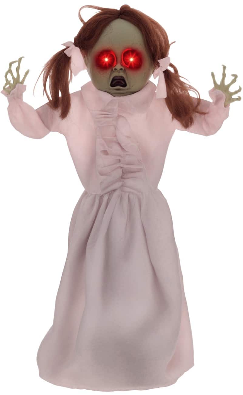 HOMCOM Mädchenpuppe Halloween-Deko PL (Polyester), Stahl Rosa 50 L x 15 B x 76 H cm