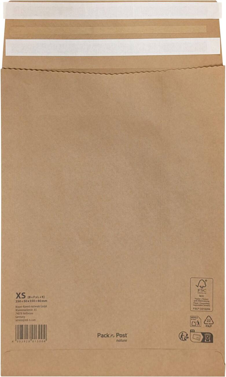 Gusset B4 Versandtasche Abziehstreifen Braun Blanko 100 g/m² 250 Stück