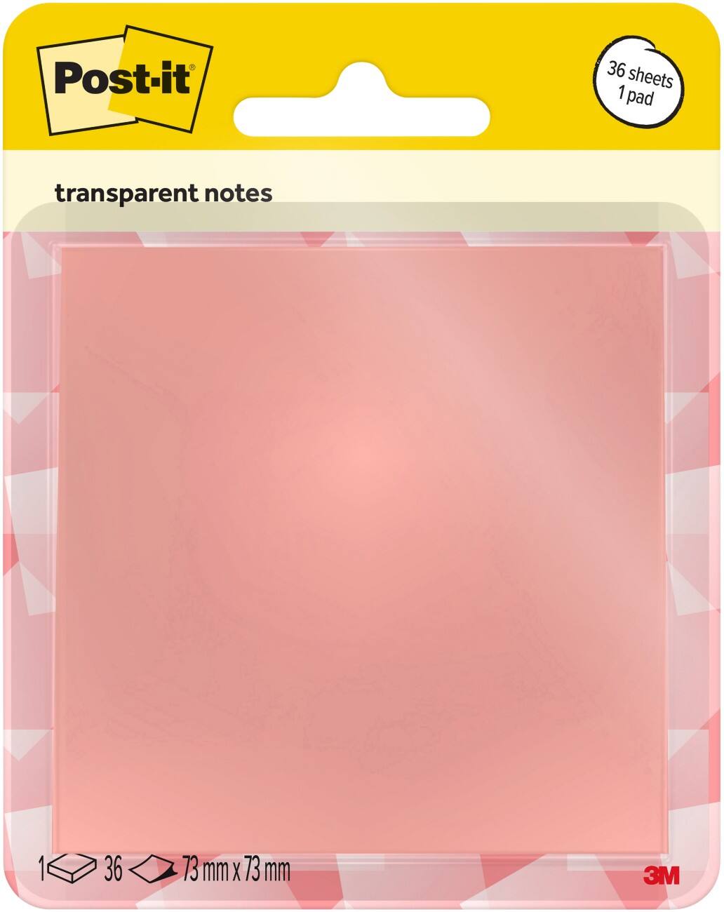 Post-it-Haftnotizen Quadratisch 95,25 × 8,89 mm Transparent Pastellorange