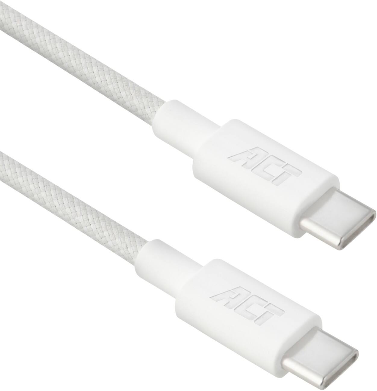 ACT USB 2.0 1 m USB-C-Kabel 240 W PD 3.2 Geflochten Weiß AC3084