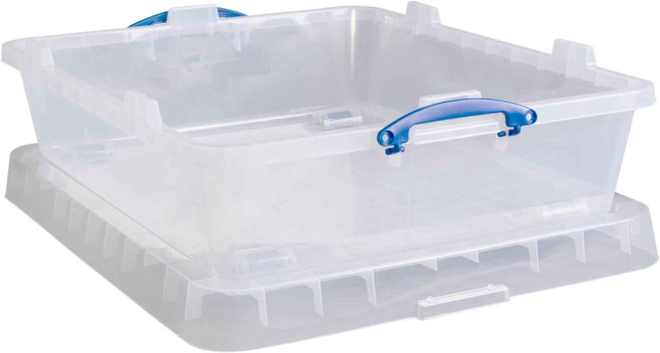 Really Useful Box Kunststoff Aufbewahrungsbox 61,5 L mit Deckel Transparent 60,5 x 78 x 22 cm 3 Stück