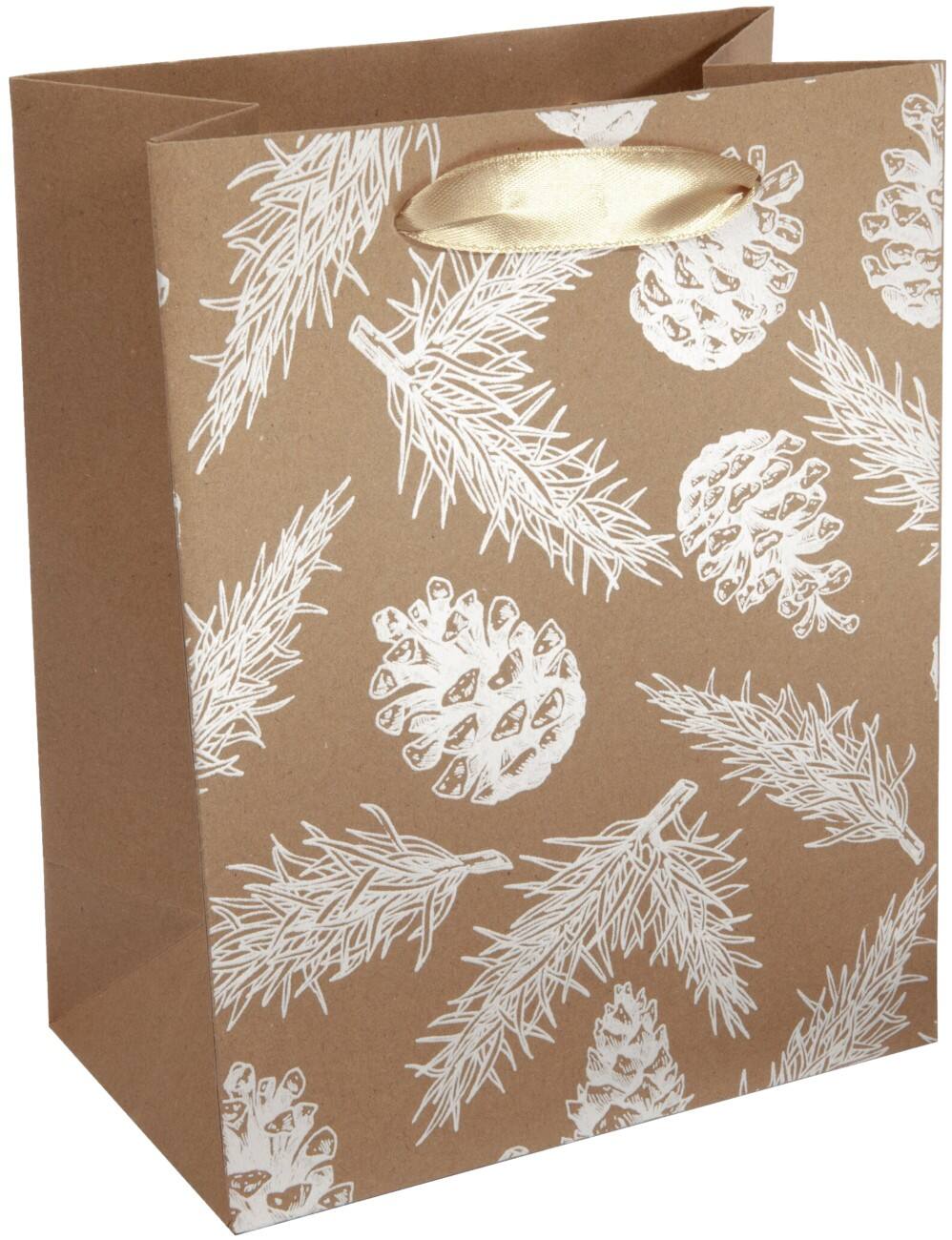 Sigel Geschenktasche für Flasche Weihnachten Klein Braun Karton, Kunststoff 18 x 23 x 10 cm 5 Stück