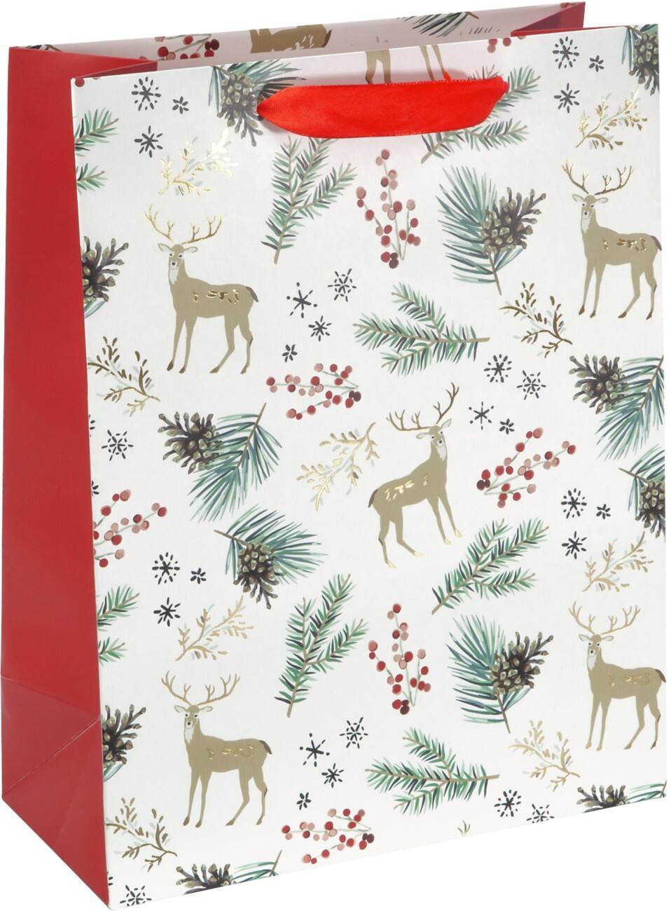 Sigel Geschenktasche für Flasche Weihnachten Weiß Karton, Kunststoff 26 x 33 x 12 cm 5 Stück