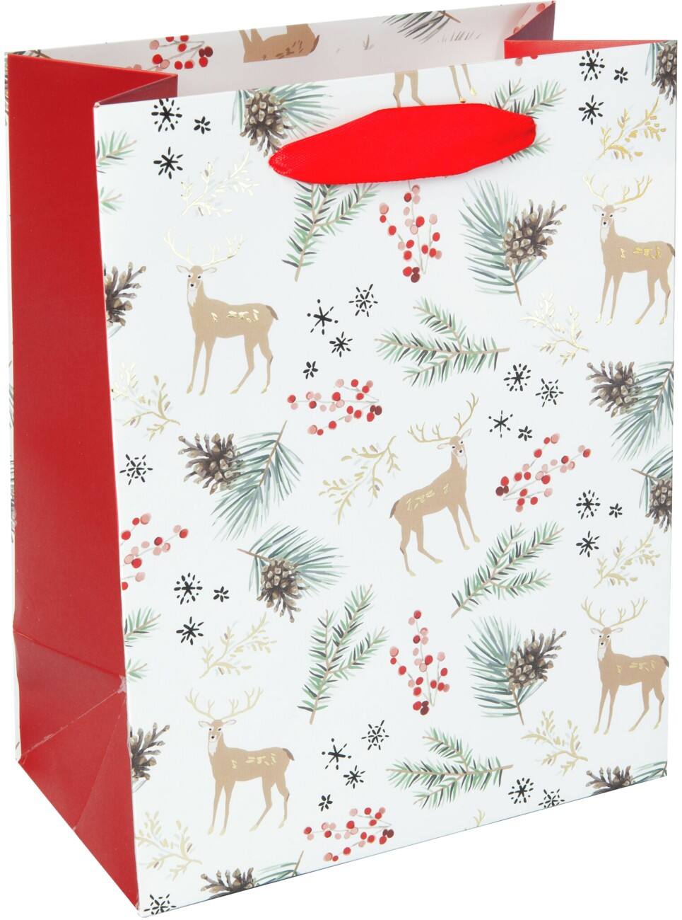Sigel Geschenktasche für Flasche Weihnachten Klein Weiß Karton, Kunststoff 18 x 23 x 10 cm 5 Stück