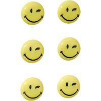 FRANKEN Rund Whiteboard-Magnete Gelb smiley 6 Magnete 30 mm