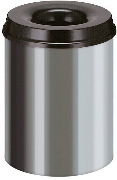 V-PART Feuerfester Papierkorb 15 L Schwarz, Silber Metall