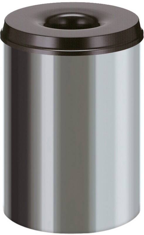 V-PART Feuerfester Papierkorb 30 L Schwarz, Silber Edelstahl