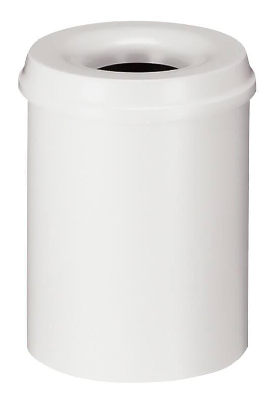 V-PART Feuerfester Papierkorb 15 L Weiß Metall