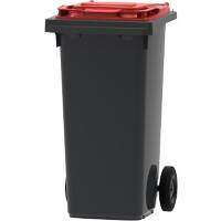 Mülltonne 120 L Grau, Rot Kunststoff