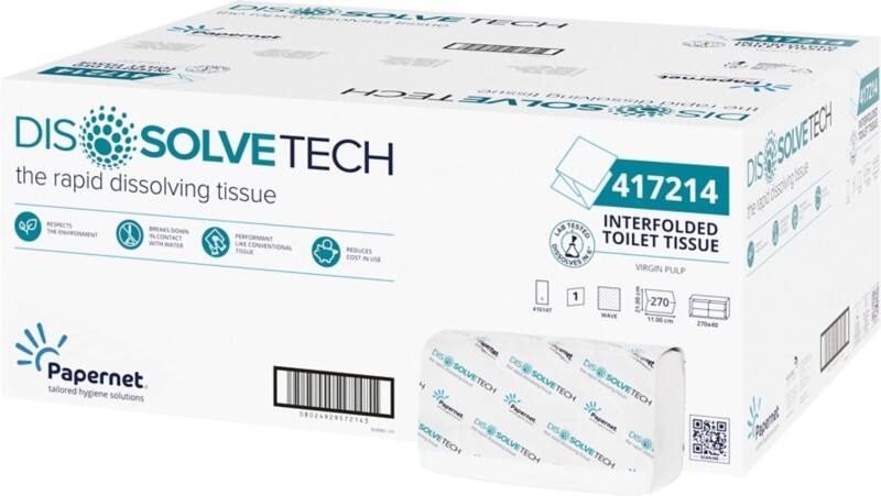 Papernet Dissolve Tech Toilettenpapier 1-lagig Weiß 270 Stück