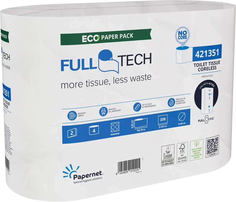 Papernet Full Tech Toilettenpapier 2-lagig Weiß 4 Stück à 338 Blatt