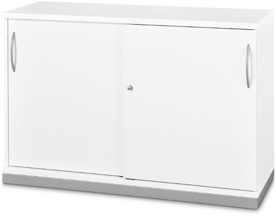 Schaffenburg Schiebetürenschrank Stahl 2 Fachboden 1.200 x 442 x 781 mm Weiß