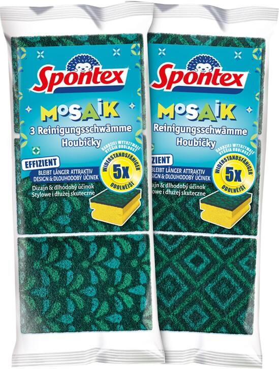 Spontex Mosaik-Schwamm 1,2 x 4 x 2,5 cm Grün 3 Stück