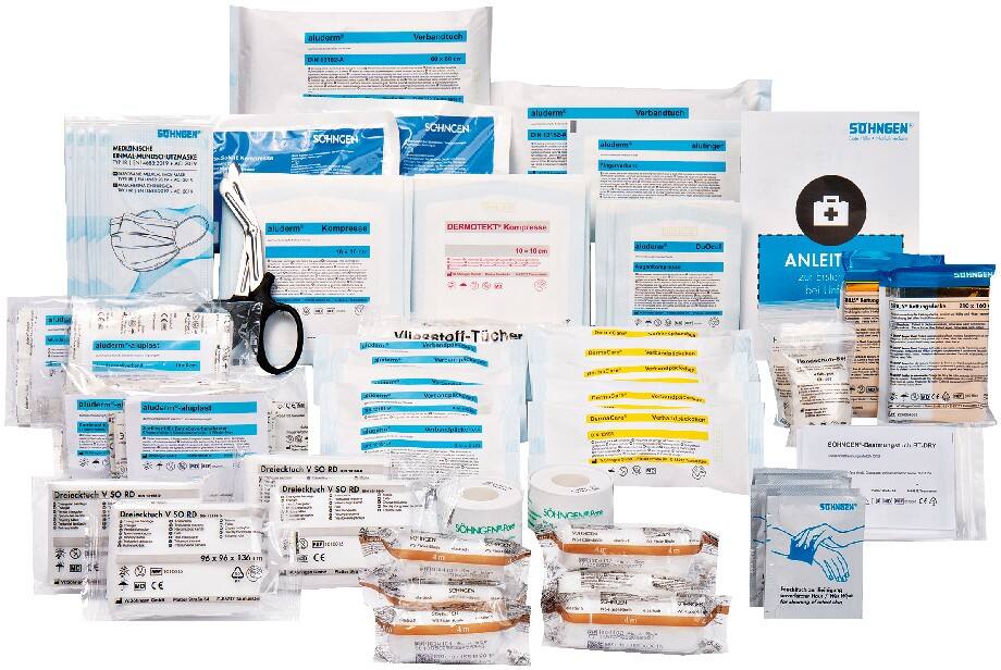 SÖHNGEN DIN 13169 Erste-Hilfe-Kasten Nachfüllung mit Zusatzmaterial 14 cm x 35 cm