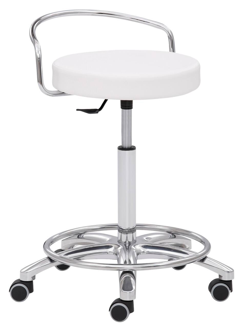mayer sitzmöbel Zeichenhocker mit verchromter Rückenlehne Höhenverstellbar Weiß 1253 640 x 550 x 550 mm