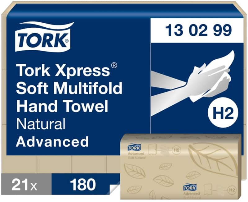 Tork Xpress Advanced  Papierhandtücher H2 Braun 2-lagig 130299 21 Stück à 180 Blatt