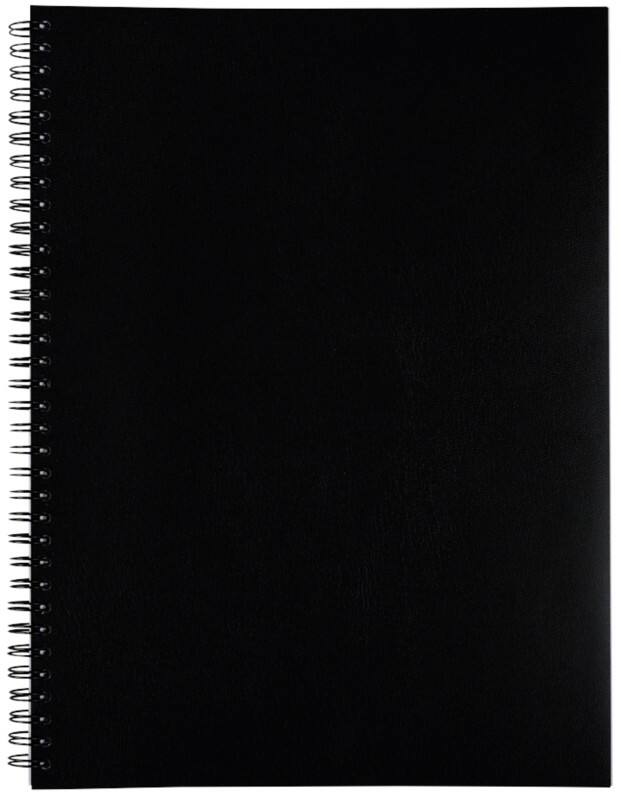 Elco Notizblock DIN A4 Quadrille Spirale Seitlich gebunden Balacron Softcover Schwarz Perforiert 80 Blatt