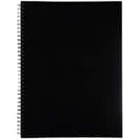 Elco Notizblock DIN A4 Quadrille Spirale Seitlich gebunden Balacron Softcover Schwarz Perforiert 80 Blatt