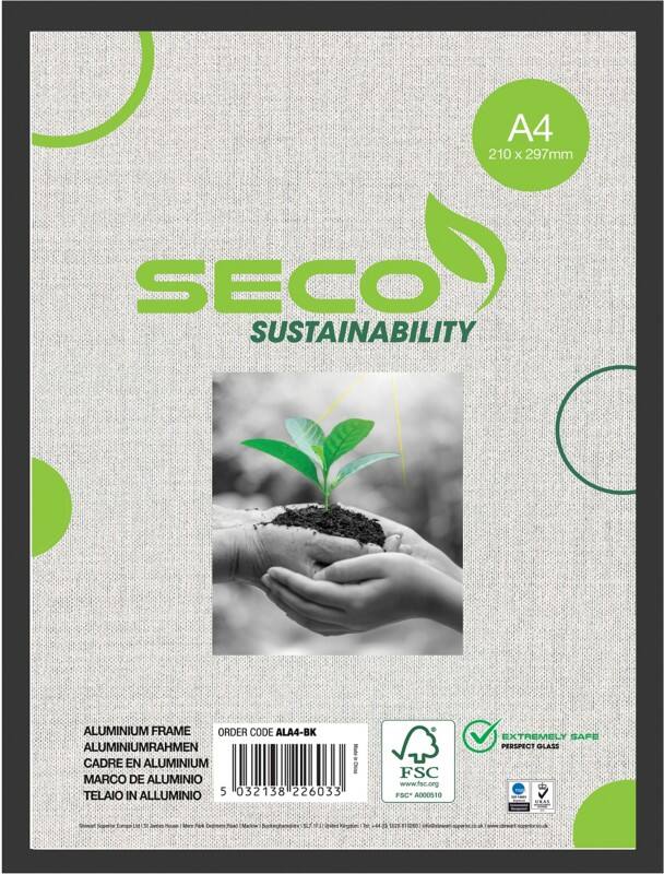 Seco DIN A4 Bilderrahmen ALA4-VK 22 (B) x 2,1 (T) x 43 (H) cm ALA4-BK